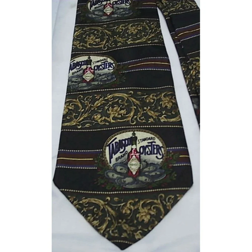 Tabasco Sauce Oysters Silk Tie Measures 59